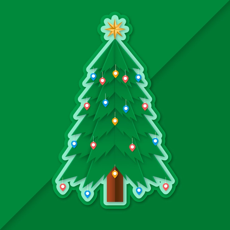 Vector gratuito árbol de navidad en estilo papel