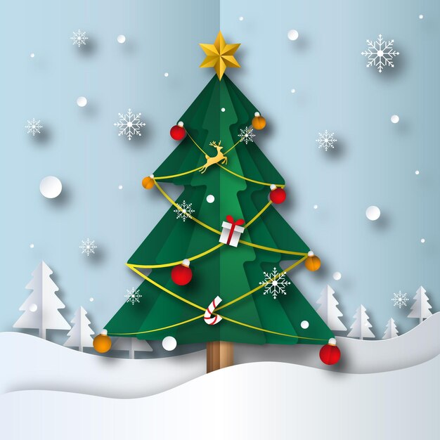 Árbol de Navidad en estilo papel
