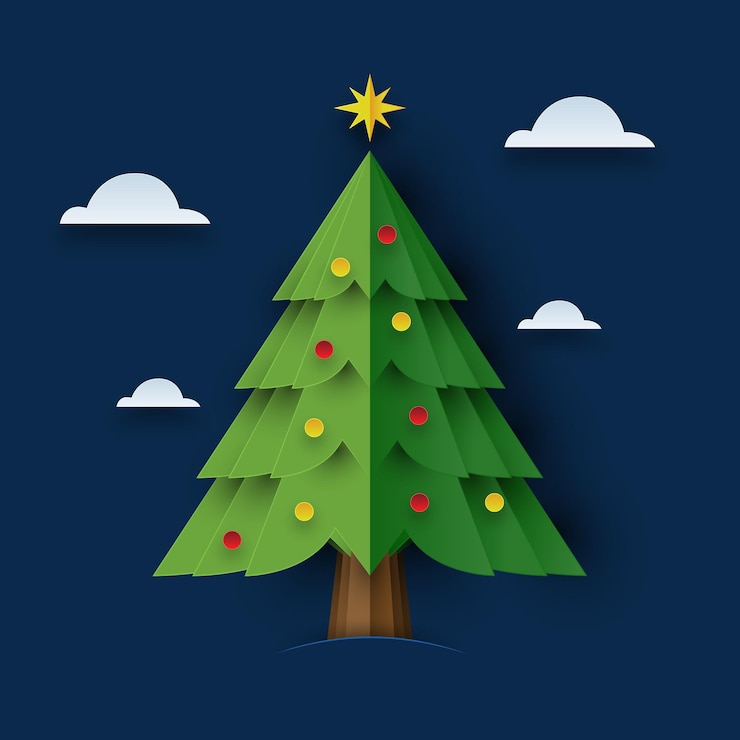 Vector gratuito árbol de navidad en estilo papel