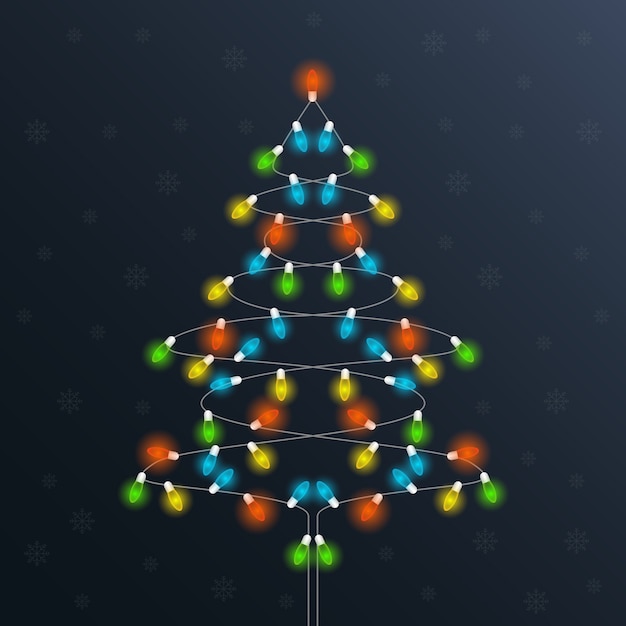 Vector gratuito Árbol de navidad hecho de bombillas