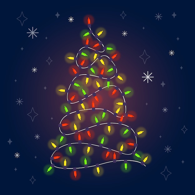 Árbol de navidad hecho de bombillas