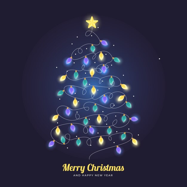 Árbol de navidad hecho de bombillas