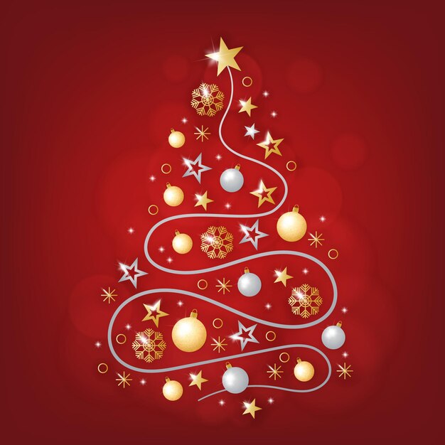 Árbol de Navidad hecho de decoración dorada realista.