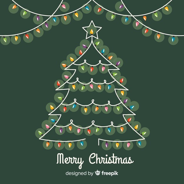 árbol de navidad hecho con guirnalda de luces