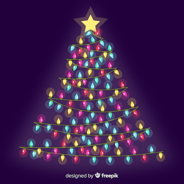 Vector gratuito Árbol de navidad hecho de luces