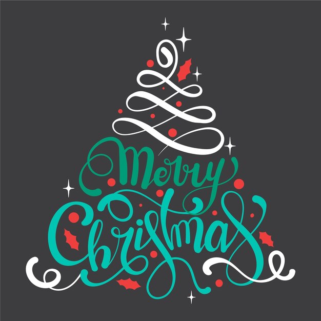 Árbol de navidad de letras de caligrafía