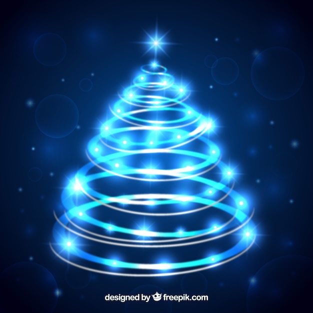 Vector gratuito Árbol de navidad de neón azul