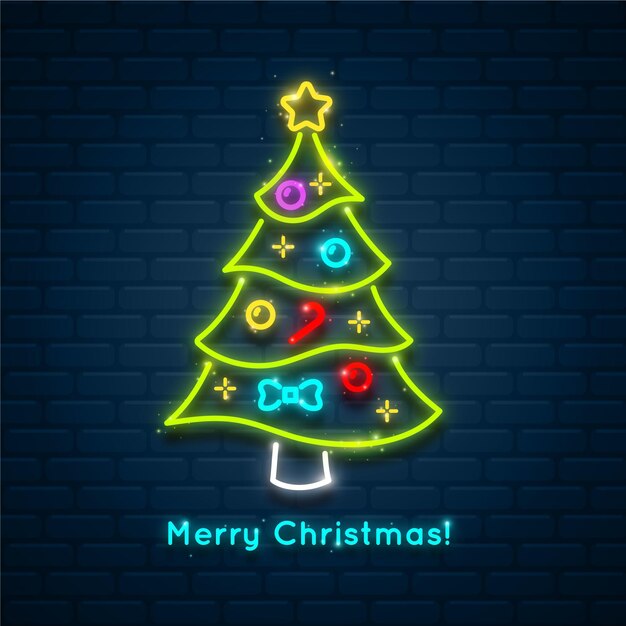 Árbol de navidad de neón brillante