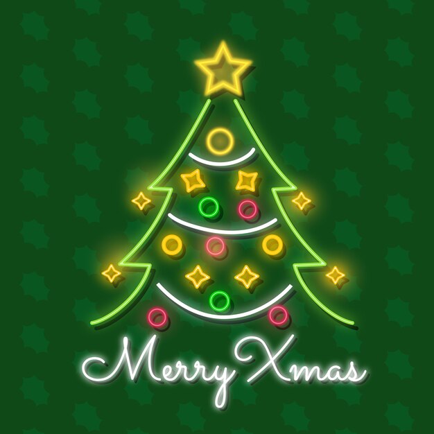 Árbol de navidad en neón