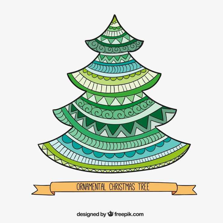 Vector gratuito árbol de navidad ornamental en estilo abstracto