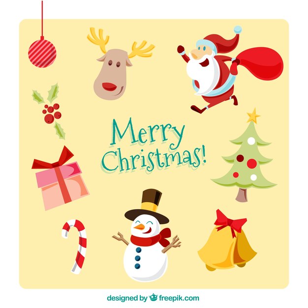 árbol de navidad y ornamentos con adorables personajes 