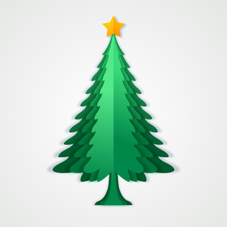 Vector gratuito árbol de navidad en papel con estrella