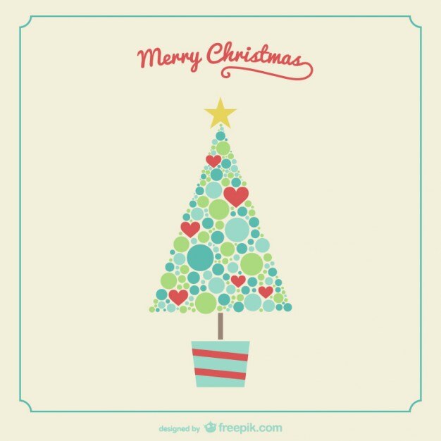 árbol de Navidad de la vendimia con el corazón