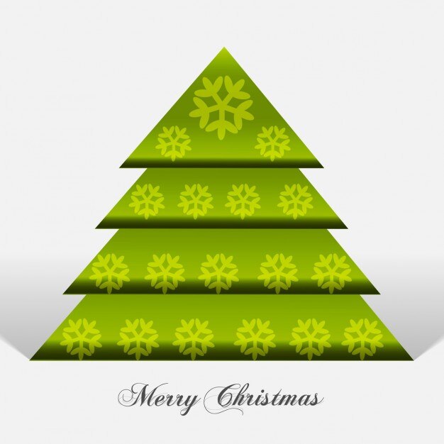 Vector gratuito árbol de navidad verde con copos de nieve