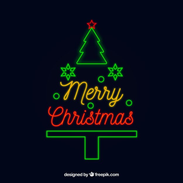 Árbol de navidad verde de neón