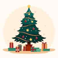 Vector gratuito Árbol de navidad vintage con regalos