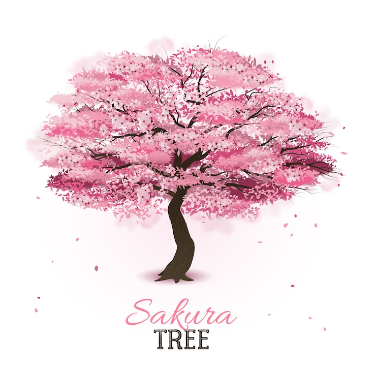 Vector gratuito árbol de sakura realista