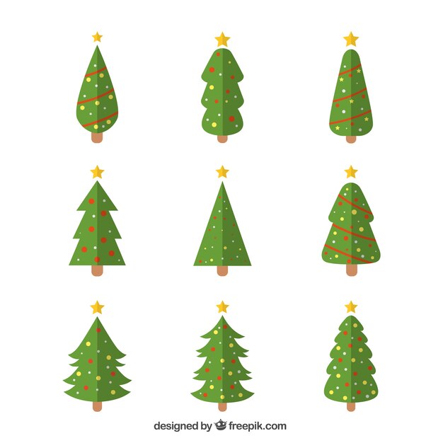 Árboles decorativos de navidad en estilo geométrico
