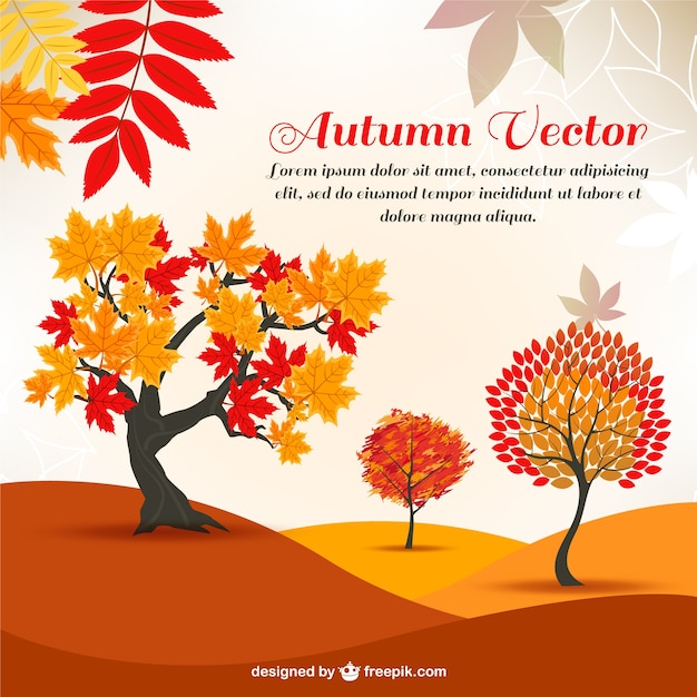 Vector gratuito Árboles de la historieta del otoño en el fondo