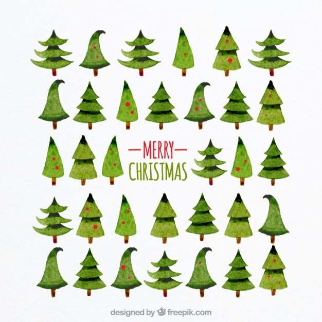 Vector gratuito árboles de navidad de acuarela