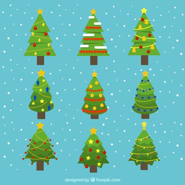 Árboles de navidad decorativos con diseños geométricos