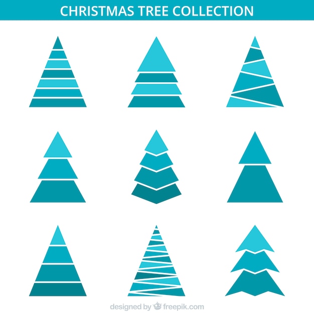 Vector gratuito Árboles de navidad minimalistas en tonos azules