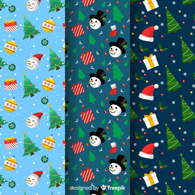 Árboles de Navidad y muñecos de nieve de patrones sin fisuras