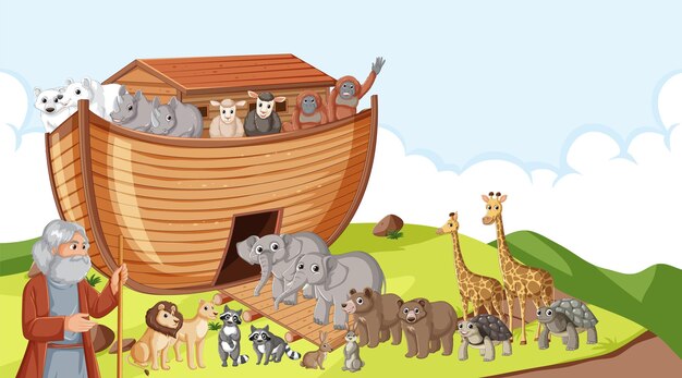 El arca de Noé39 Reuniendo animales para el barco de madera