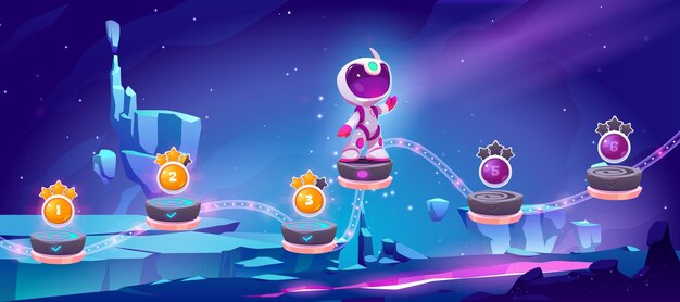 Arcade móvil de juego espacial con salto de astronauta
