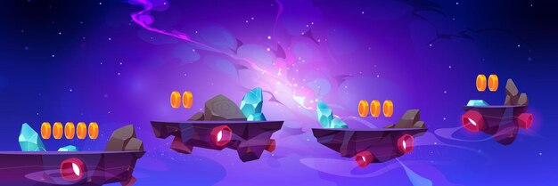 Arcade móvil de juegos espaciales con plataformas voladoras