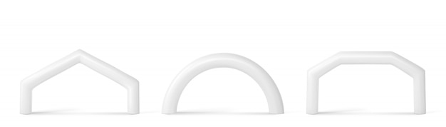 Arco inflable blanco para eventos deportivos.