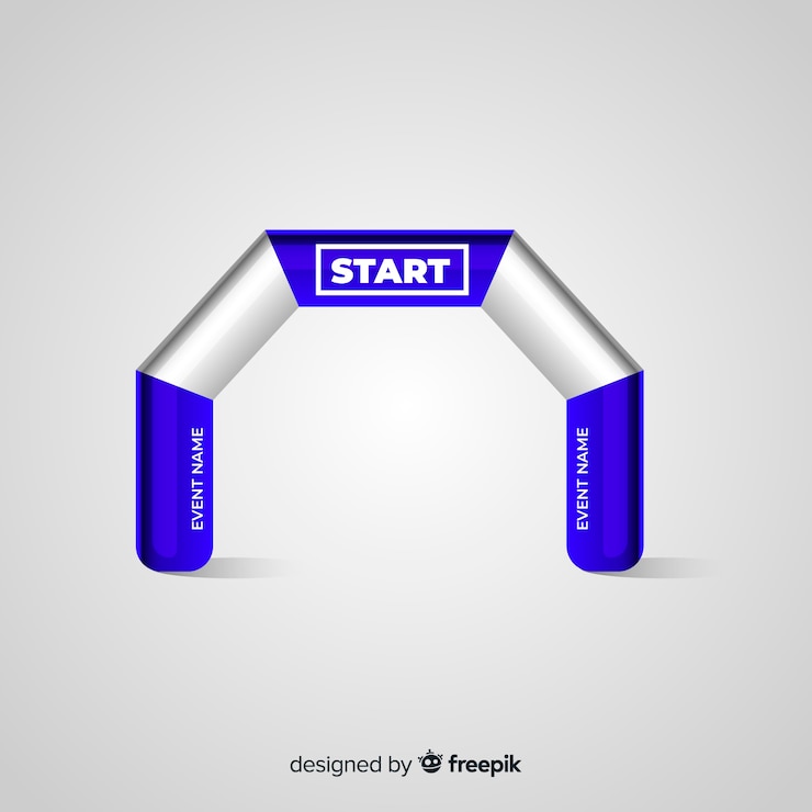Vector gratuito arco inflable de línea de salida con diseño realista