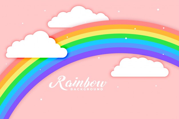 Arco iris arqueado con fondo rosa nube