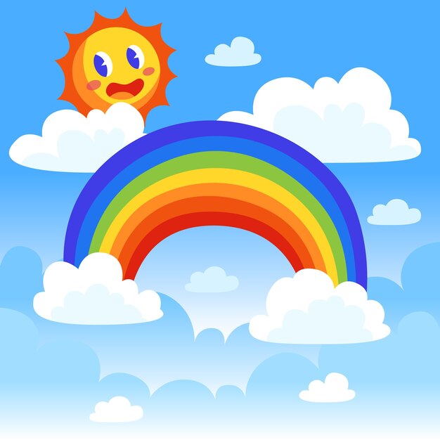 Arco iris de diseño plano