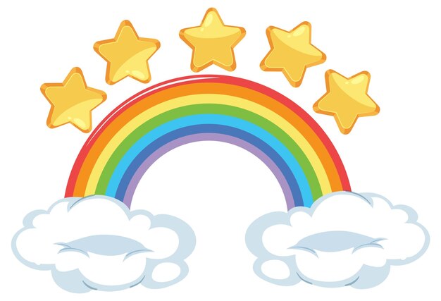 Arco iris con estrellas y nubes