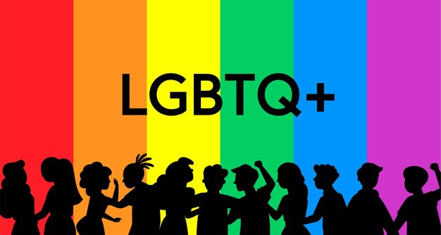 Arco iris LGBT o LGBTQIA + icono plano de signo de bandera de orgullo