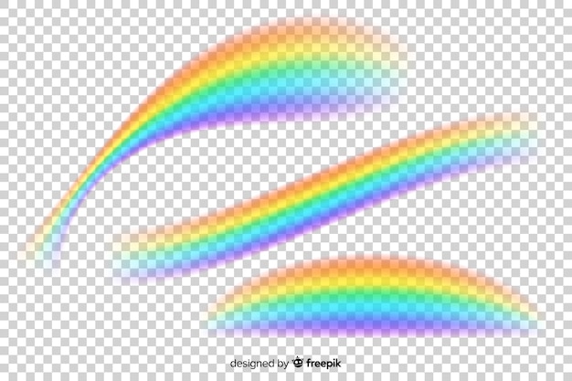 Vector gratuito arco iris realista sobre fondo transparente