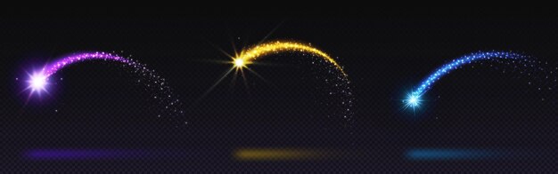 Arco de luz de neón de estrella fugaz con brillo dorado