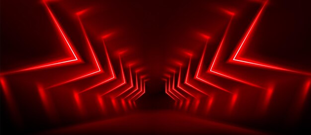 Arco de neón rojo abstracto fondo de brillo de luz