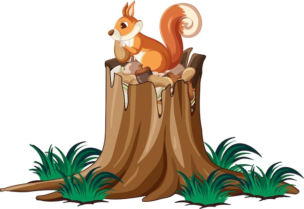 Ardilla marrón sentada en el tronco