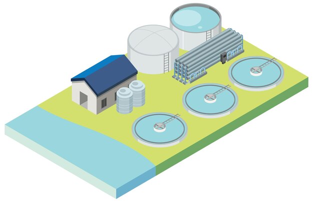 Área industrial isométrica de la planta desalinizadora.