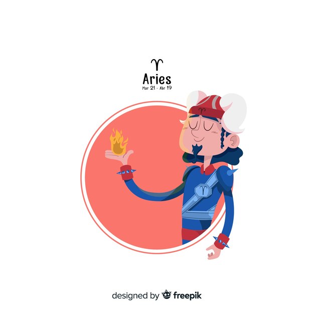 Aries carácter dibujado a mano estilo