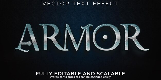 Armadura de efecto de texto editable, estilo de fuente vikingo y guerrero 3d