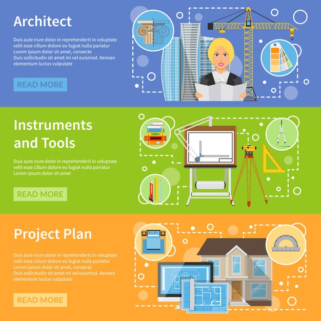 Arquitecto Banners horizontales planas