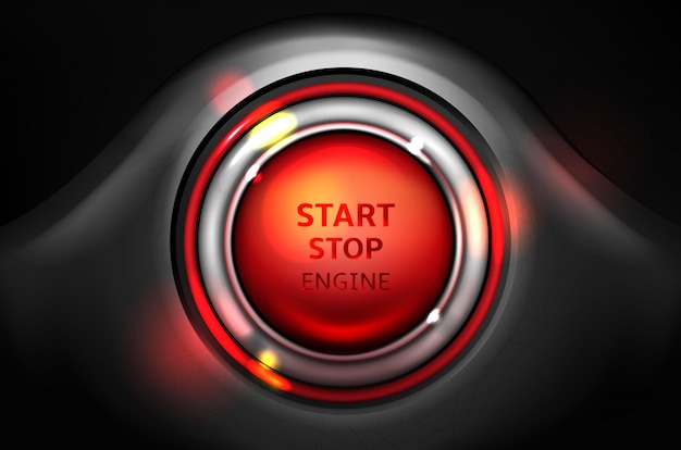 Arranque y pare el ejemplo del botón de ignición del motor de coche.