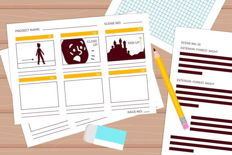 Vector gratuito arreglo de elementos creativos para el concepto de guión gráfico