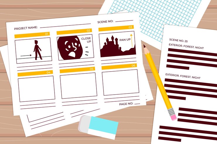 Vector gratuito arreglo de elementos creativos para el concepto de guión gráfico
