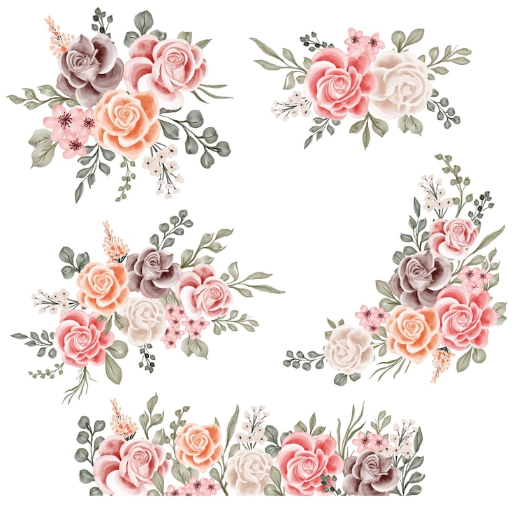 Vector gratuito arreglo floral ramo clipart aislado