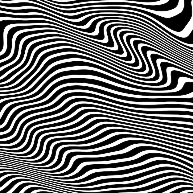 Vector gratuito arte abstracto de líneas onduladas en blanco y negro