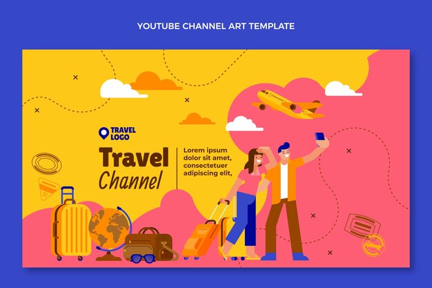 Arte de canal de viajes de diseño plano